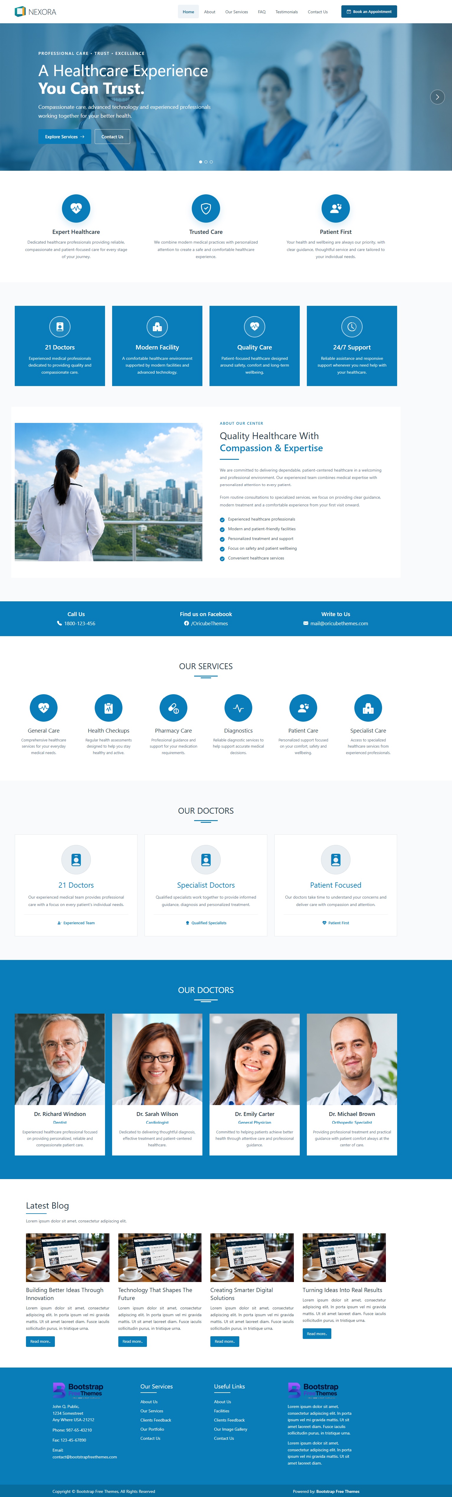 Hospital landing page