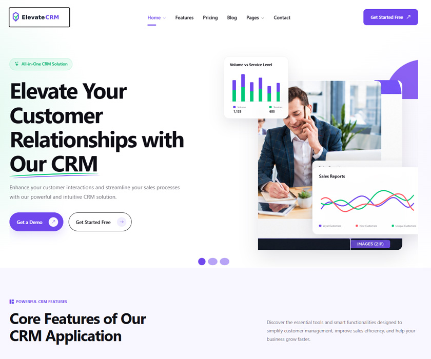 Elevate CRM Multipurpose Template by Bootstrap Free Themes
