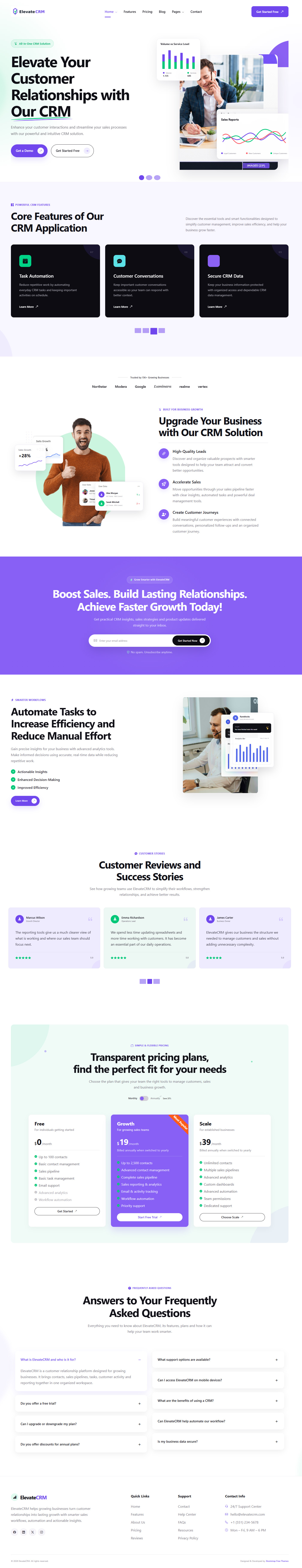 Elevate CRM Multipurpose Template by Bootstrap Free Themes